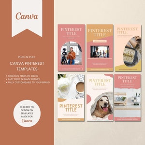 Pinterest Templates for Canva Templates for Bloggers Pinterest Marketing for Content Creators, Editable Pin Templates for Small Business
