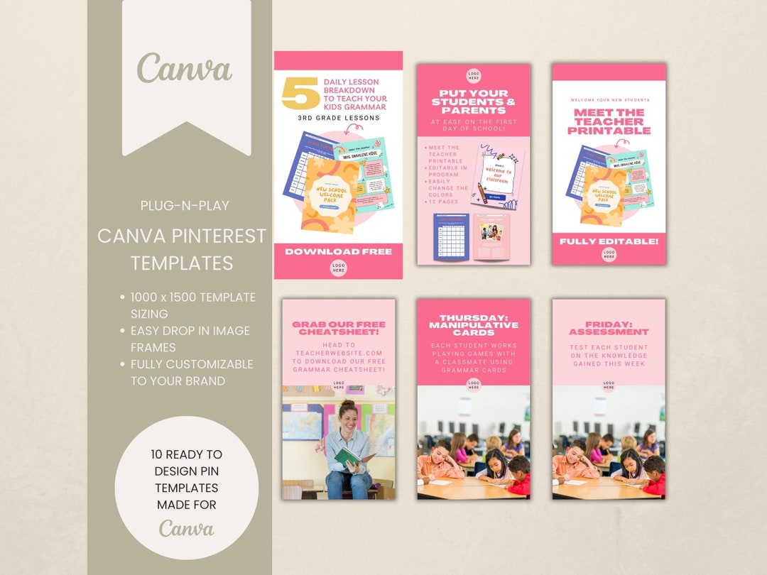 Teacher Pinterest Pin Templates for Canva Teacher Pay Teachers ...