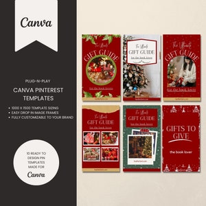 Christmas Gift Guide Pinterest Templates for Bloggers & Ecommerce Editable Pinterest Marketing Canva Templates for Holiday Gift Guide Pins