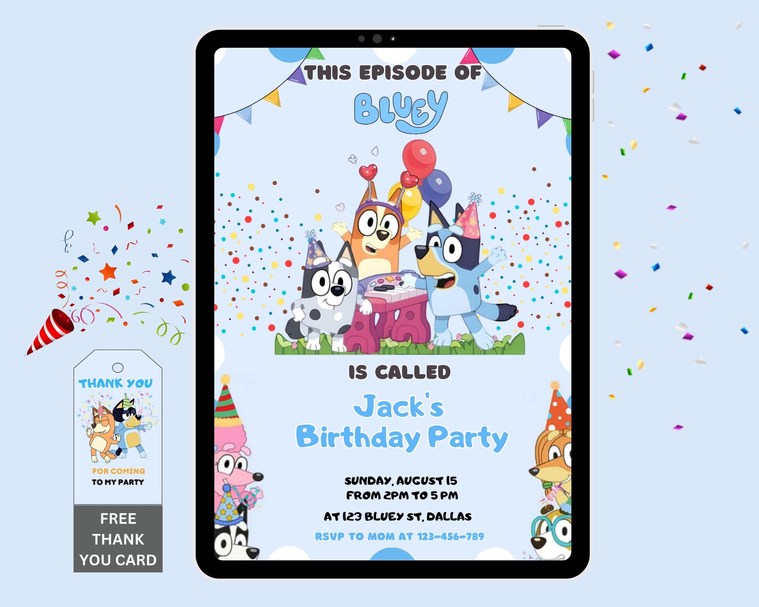 Bluey Party Template & Thank You Tag