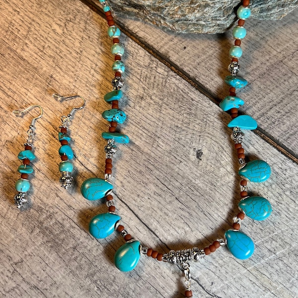 Southwest Inspired turquoise necklace : ‘Santa Fe Nights’