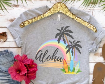 Aloha Shirt*Hawaii Rainbow Shirt*Hawaii Vacation Tshirt*Hawaii Vacay Shirt*Hawaii Family Trip Shirt*Hawaiian Gift