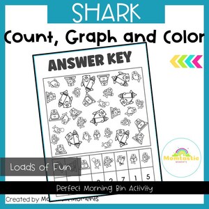 Shark Math Count and Graph, Color and Graph, Kindergarten, Printable ...