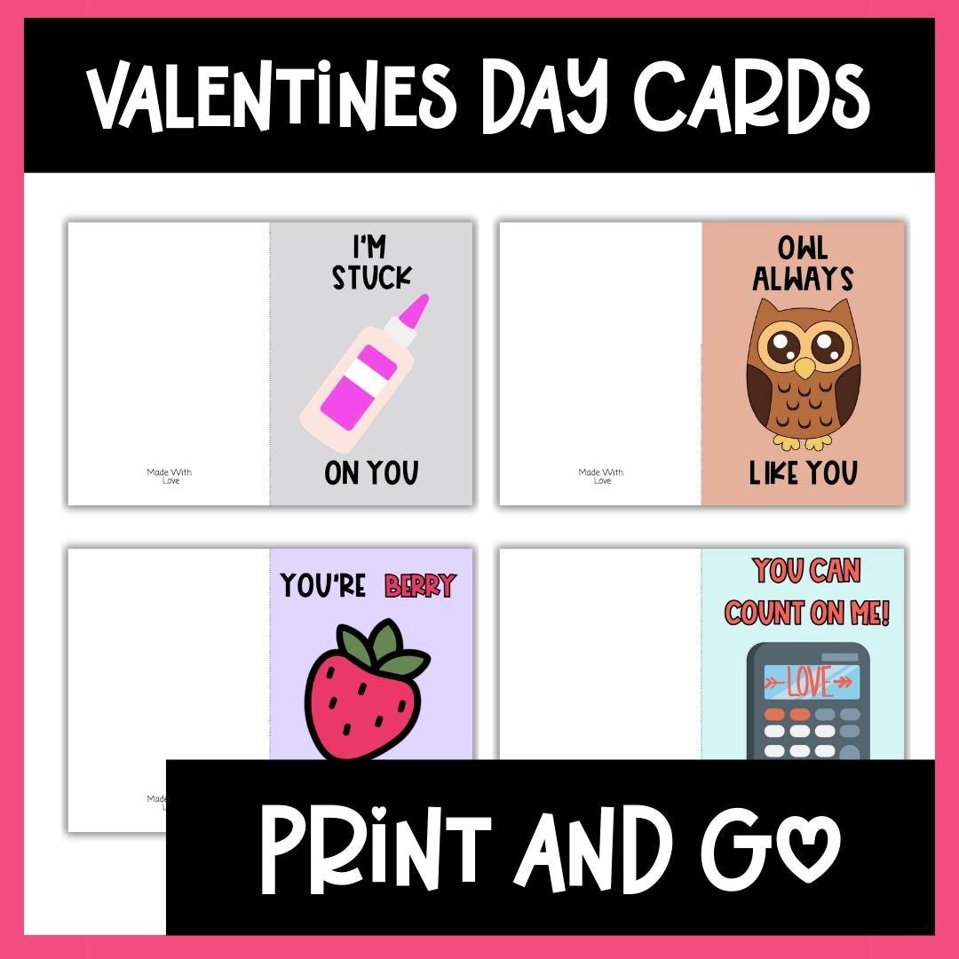 Funny Kids Valentine Cards Printable – Punny Classroom Valentines for ...