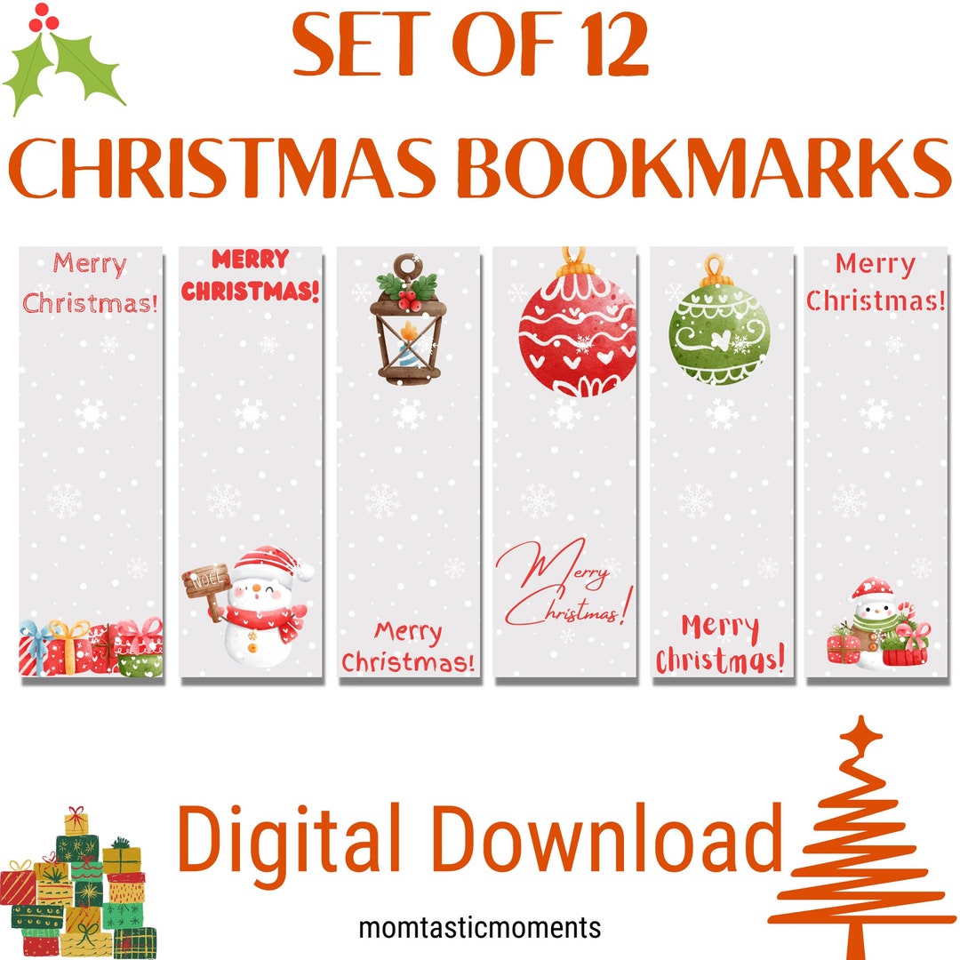 Christmas Printable Bookmarks for Book Lovers, Gift for Kids and ...