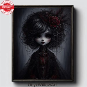 Stampa artistica con ritratto di bambola gotica: dark fantasy vittoriano (download digitale)