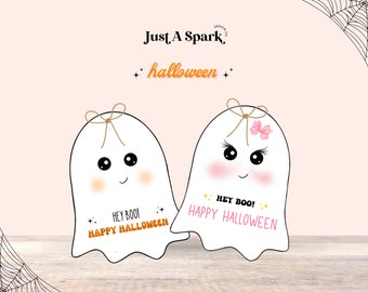 Retro Ghost Boo Basket Tags: Halloween Favor (PDF File)