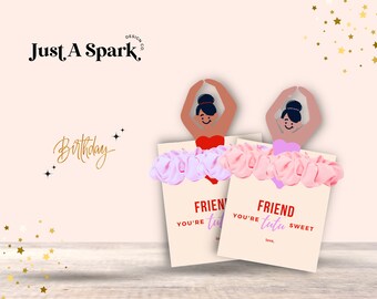 Ballerina Scrunchie Birthday Favor Tag Printable (PDF)