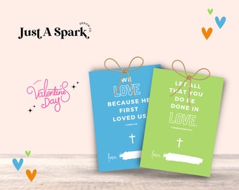 Christian Valentine Cards: Bible Verse Non-Candy Tags (PDF)