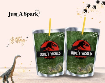 Jurassic Party Printables, Dinosaur Birthday Party, Printable Decorations, Dino Party Favors, Juice Label, Jurassic Park Birthday Party