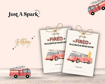 Firetruck Birthday Party Favor Tags: Printable Firefighter Classroom Tags (PDF)