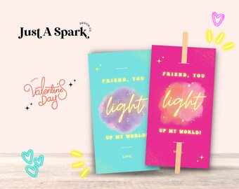 Glowstick Valentine's Day Tags: Kids Classroom Party Favors (PDF Download)