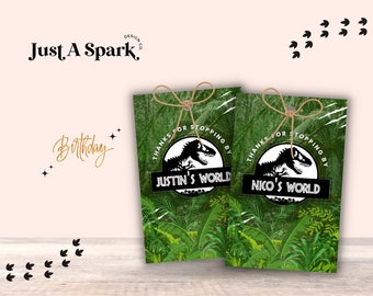 Jurassic Park Birthday Tags, Jurassic Park Favor Tags, Dinosaur Birthday Favor Tags, Jurassic World T-Rex Party Tags