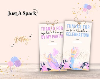 Mermaid Birthday Party Favor Tags: Splashing Design (PDF File)