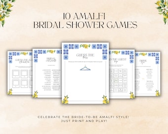 Amalfi Bridal Shower Games, Amalfi Bachelorette Games, Bridal Party Games, Lemon Bach Party, Amalfi Cupcake Toppers, Amalfi Bach Gift Tags