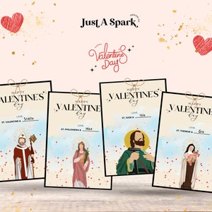 Katholische Schul-Valentinstagskarten, Kinder-Katholische Valentinstag-Karten, Heiligen-Valentinstagskarten, 27 Heilige-Valentinstag-Favor-Tags, religiöse Valentinstag-Karten