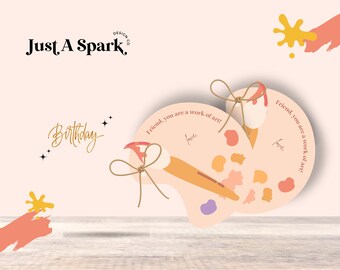Art Palette Birthday Favor Tags: Kids Classroom, Artist Party (PDF)