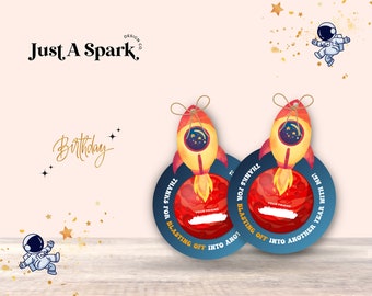 Rocket Ship Birthday Favor Tags: Outer Space Theme (PDF File)