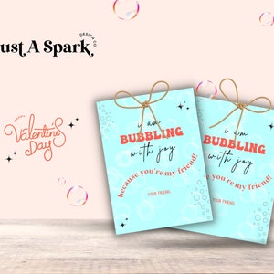 Burbujas Tarjeta de San Valentín Azul, Burbuja Niños Aula San Valentín, Favor de fiesta en el aula, San Valentín de burbujas no dulces
