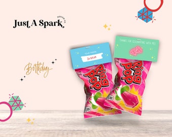 Ring Pop Tags, Ring Pop Birthday Favors, Ring Pop Classroom Favors, Ring Pop Party Favor tags