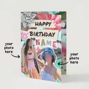 Cartão de aniversário personalizado Seafoam Green Collage