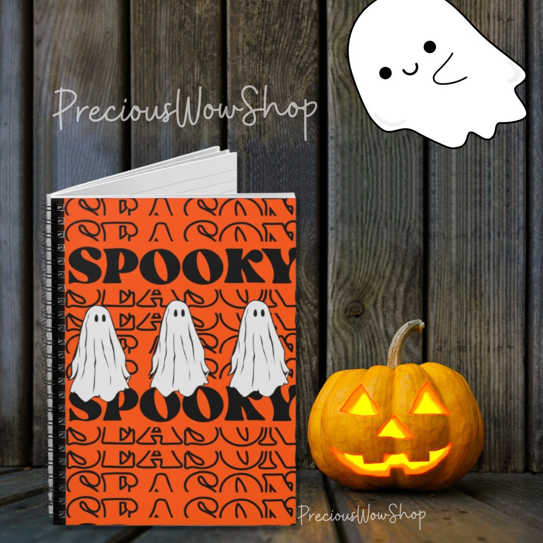 Suspious Notebook Halloween Spooky Season Spiral Notebook, Ruled Lined Notebook, Cute ...