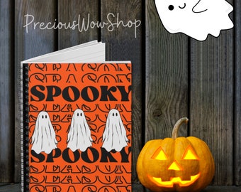 Halloween Spooky Season Spiral Notebook, Ruled Lined Notebook, Cute Halloween Journal, Funny Ghost Spiral Notebook