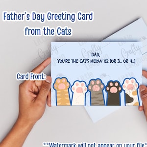 Carte de papa chat imprimable drôle pour la fête des pères - patte de chat mignonne - cadeau pour papa pour animal de compagnie - cadeau de dernière minute facile - cadeau de plusieurs chats - téléchargement immédiat