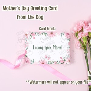 Cartão de Dia das Mães para Imprimir com Cachorro – I Woof You Mom – Cartão Engraçado para Mãe de Cachorro – Cartão Digital para Mãe de Animal de Estimação – Download Instantâneo
