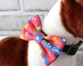 Limited Edition Pet Bow Tie – Birthday Party Dog or Cat Bow – Over the Collar – XS S M Sizes – Pet Gift – Pawty Time – Ready to Ship