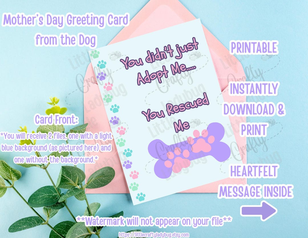Printable Dog Mom Mother's Day Card - Colorful Pastel Pet Card - Cute ...