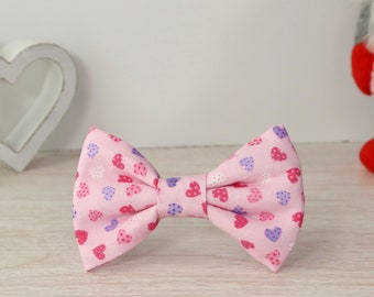 Pink with Purple, Pink, and White Hearts Valentine’s Day Hair Bow
