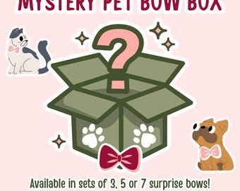 Mystery Pet Bow Box – Surprise Dog & Cat Bowties | Handmade Over-the-Collar Bows | Holiday and Specialty Prints Gift Set