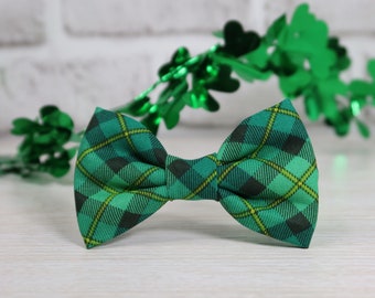 Green Plaid Hair Bow – St. Patrick’s Day Hair Clip for Kids & Adults, Tartan Outfit, Spring Festive Accessory