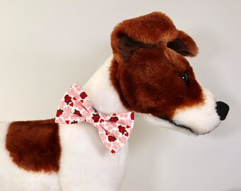 Pink Rose & Paw Print Pet Bow Tie – Floral Valentine's Day Over-the-Collar Accessory for Dogs, Cats