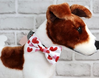 Valentine Hearts Pet Bow – Red & Pink Heart Over-the-Collar Bowtie for Dogs Cats