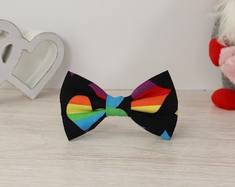 Rainbow Hearts Hair Bow – Valentine’s Day & Pride Colorful Hair Clip for Kids Adults