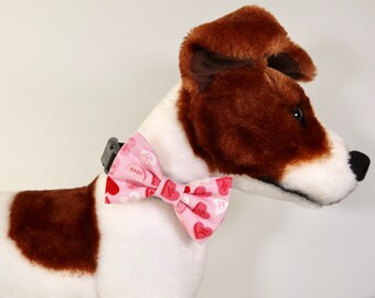 Valentine’s Day Pet Bowtie – Conversation Heart Dog Bow, Pink & Red Collar Bowtie, Cute Love Accessory for Pets