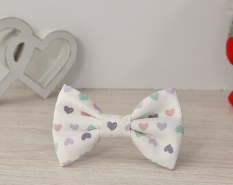 Pastel Hearts Puffy Hair Bow – Valentine’s & Year-Round Hair Accessory for Girls Kids Women