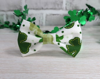 White with Green Shamrocks St. Patrick's Day Hair Bow