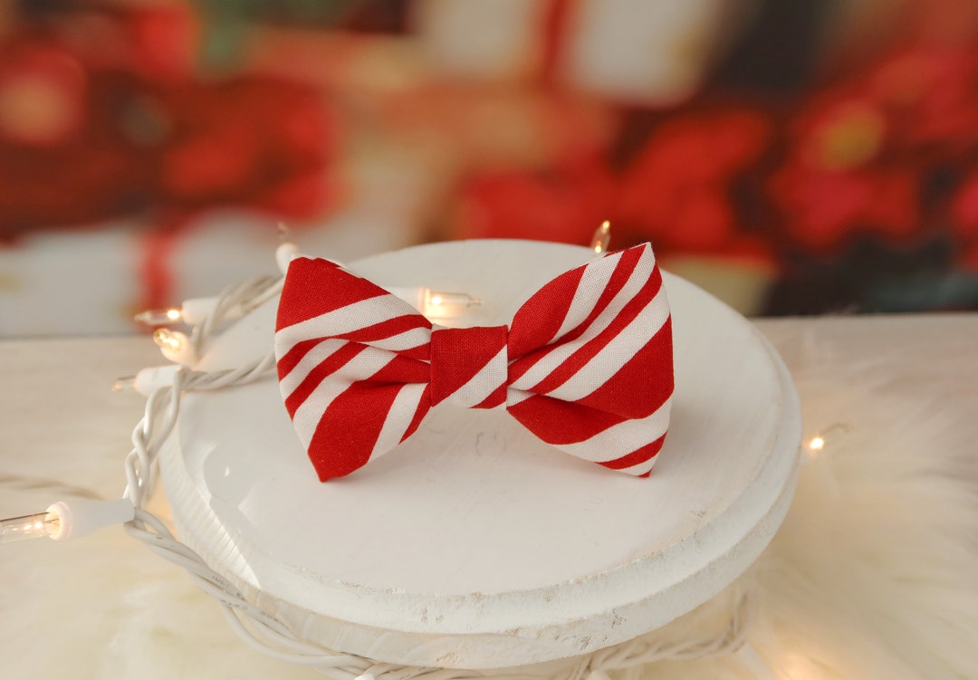 Red & White Candy Cane Stripe Hair Bow – Christmas Holiday Bow for Kids ...