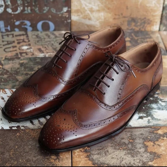 Handmade Brown Leather Formal Shoes Men Brown Leather Oxford -  Finland