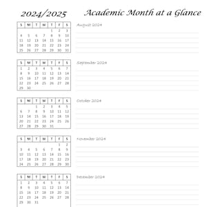 2024-2025 Academic 6-Month at a Glance Minimalist Calendar (line), 8.5x11 Instant Digital Download PDF File