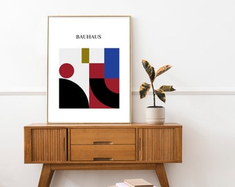 Bauhaus Geometric Art Print: Mid-Century Modern Wall Decor (Digital Download)
