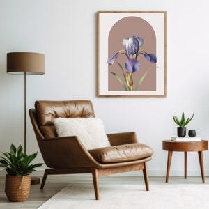 Iris Botanical Boho Wall Art Printable - Minimalist Floral Print - Digital Download