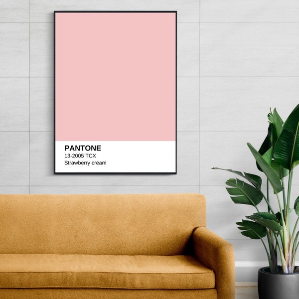 Impression Pantone fraise crème - art mural rose - décoration de salle de séjour minimaliste - téléchargement numérique