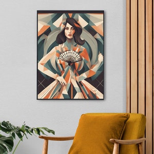 Art Deco Frauen Porträt: 1920s Geometrisches Wandbild (Digitaler Download)