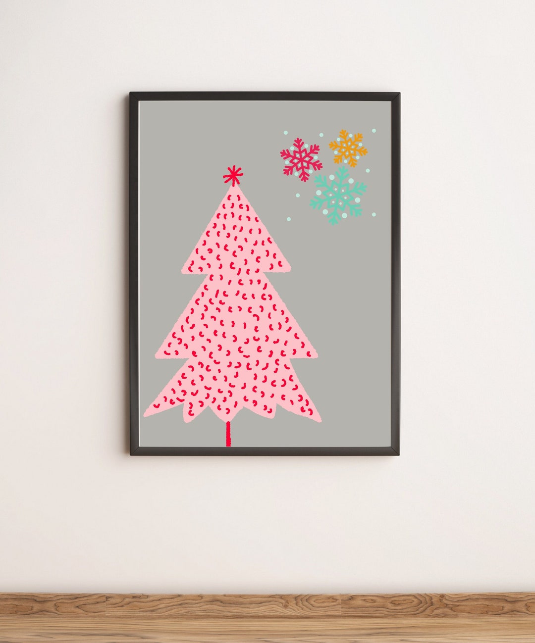 Minimalist Pink Christmas Tree Art Print: Festive Holiday Decor ...