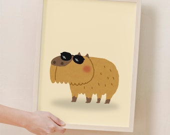 Capybara Art Print – Playful Kids Nursery Decor (Digital Download)