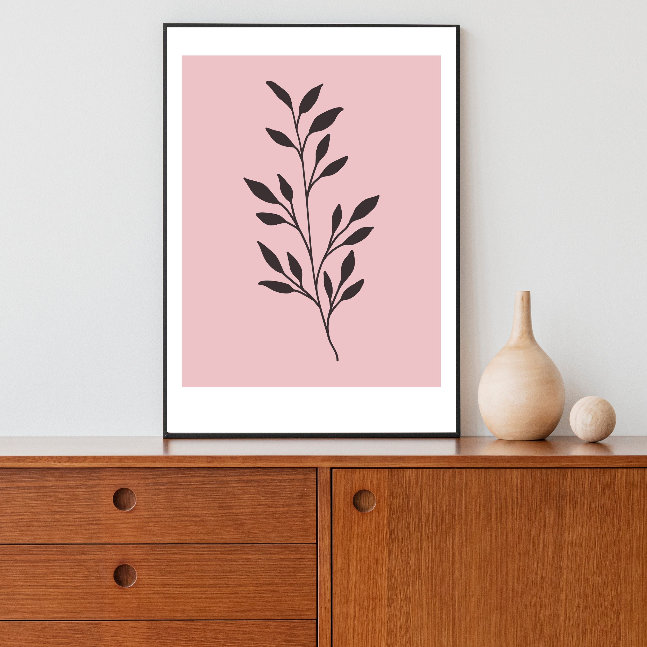 Blush Pink Botanical Wall Art Minimalist Large Wall Print - Etsy